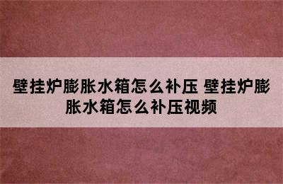 壁挂炉膨胀水箱怎么补压 壁挂炉膨胀水箱怎么补压视频